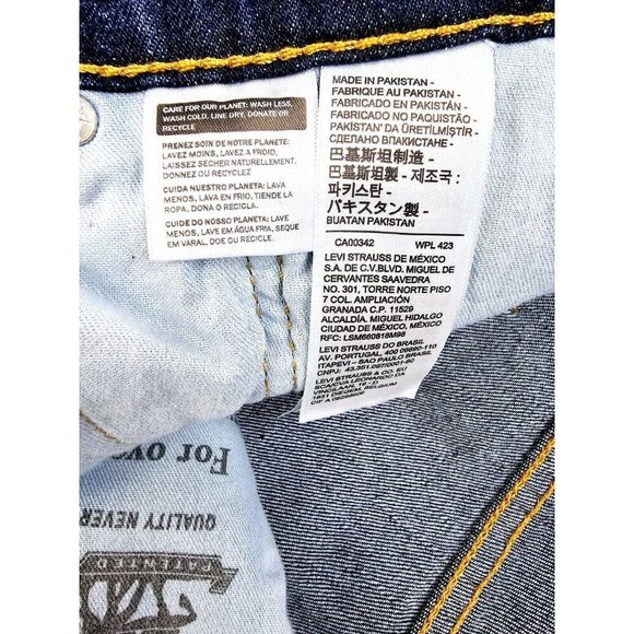 Levi's Size 32X34 Men 505 Regular Stretch Straight Leg Blue Denim Logo Jeans NWT - Picture 14 of 14